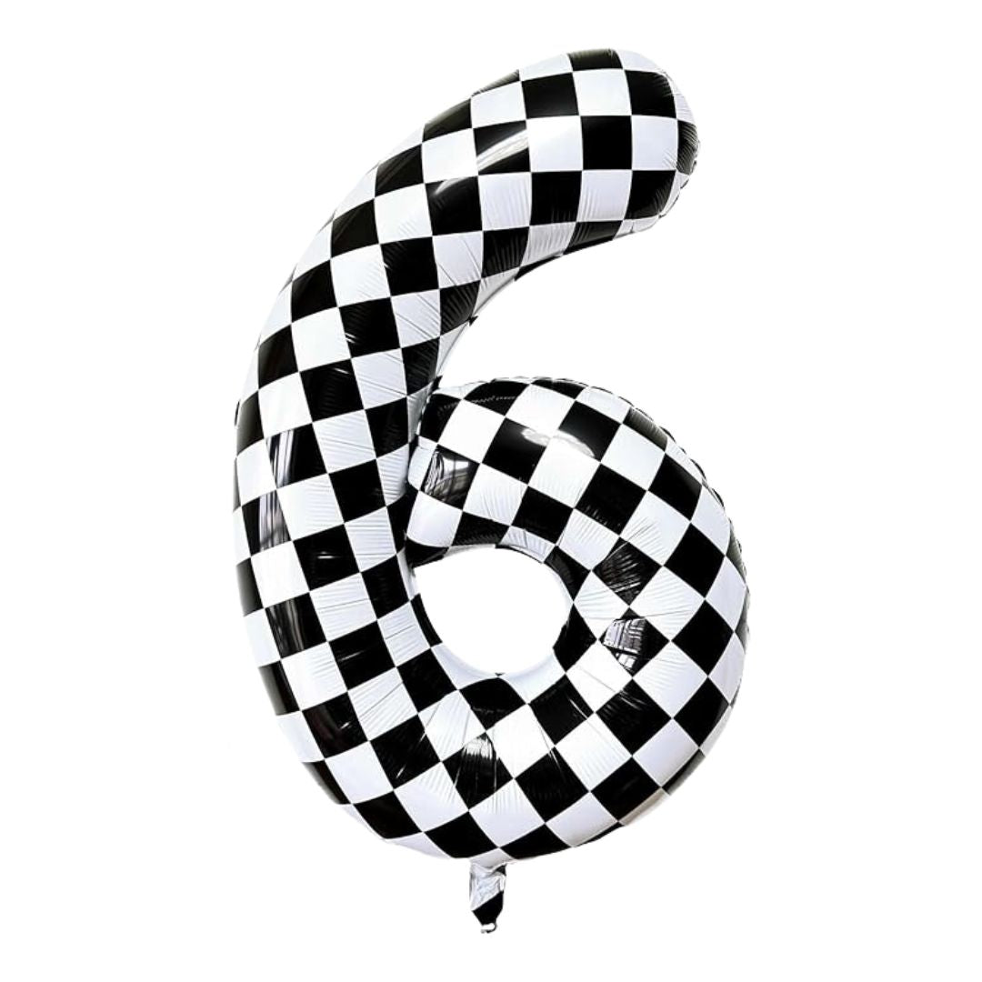 Checkered Number Foil Balloon, Black & White (0-9)
