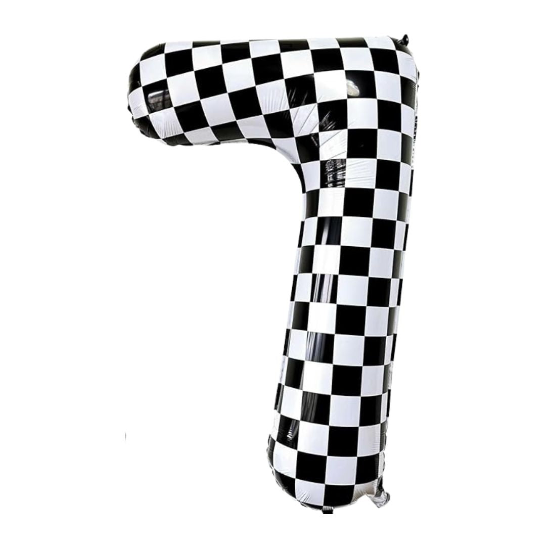 Checkered Number Foil Balloon, Black & White (0-9)