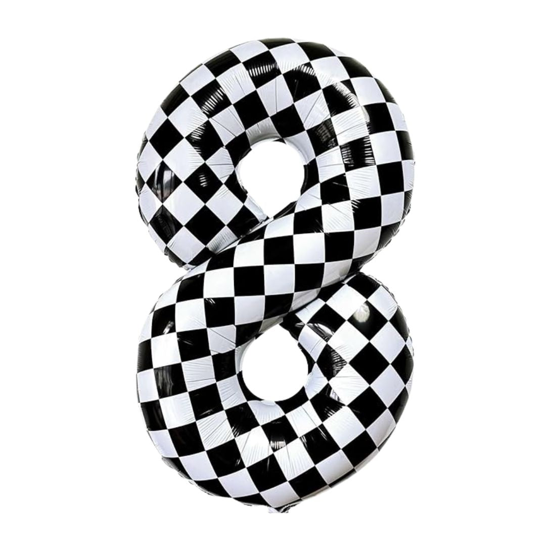 Checkered Number Foil Balloon, Black & White (0-9)