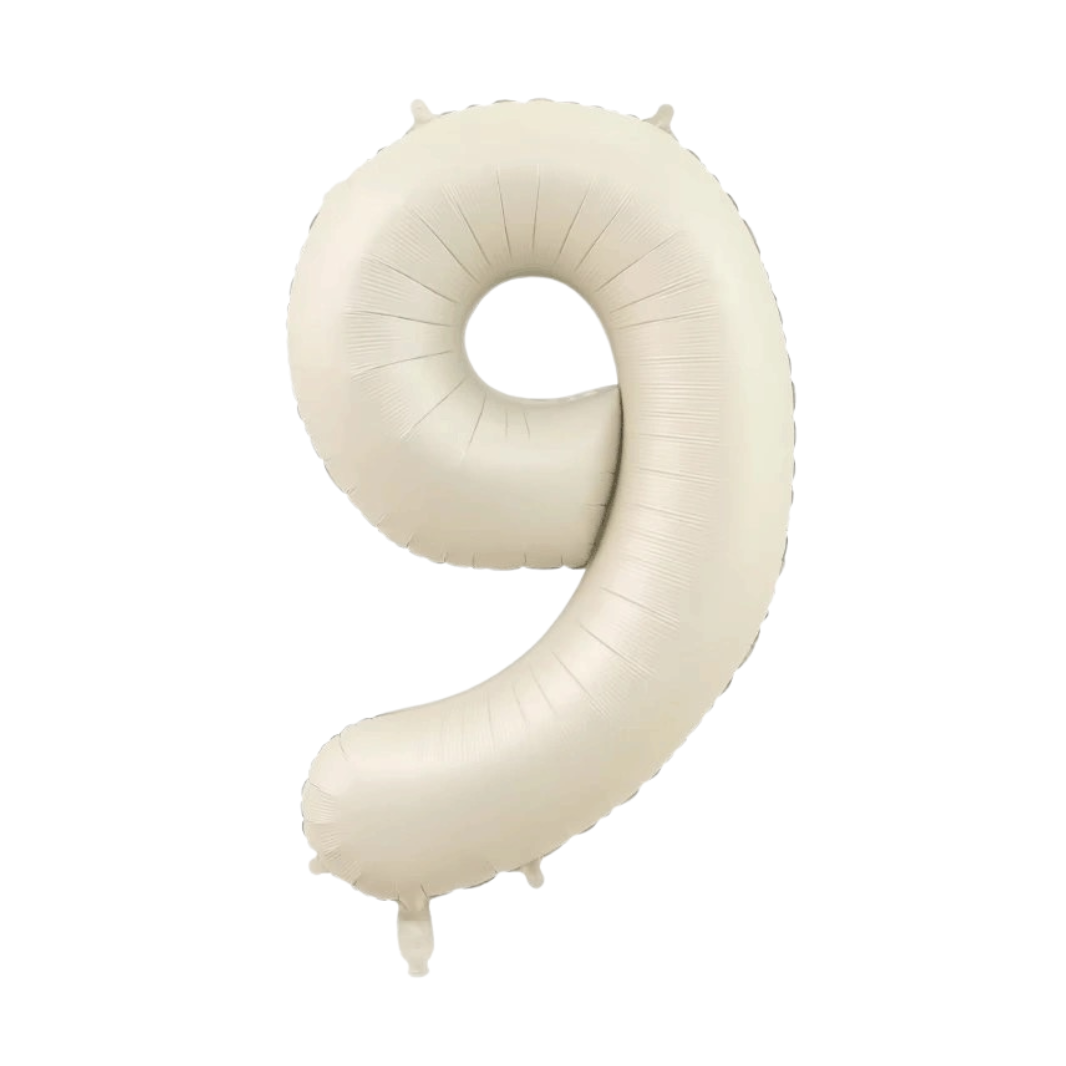 Large Number 9 Foil Balloon, Off White