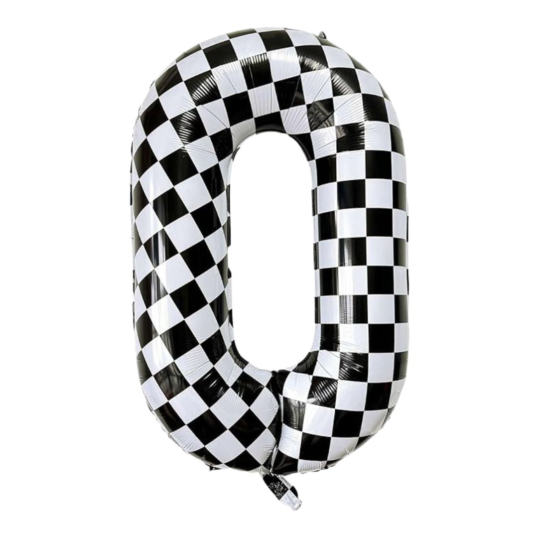 Checkered Number Foil Balloon, Black & White (0-9)