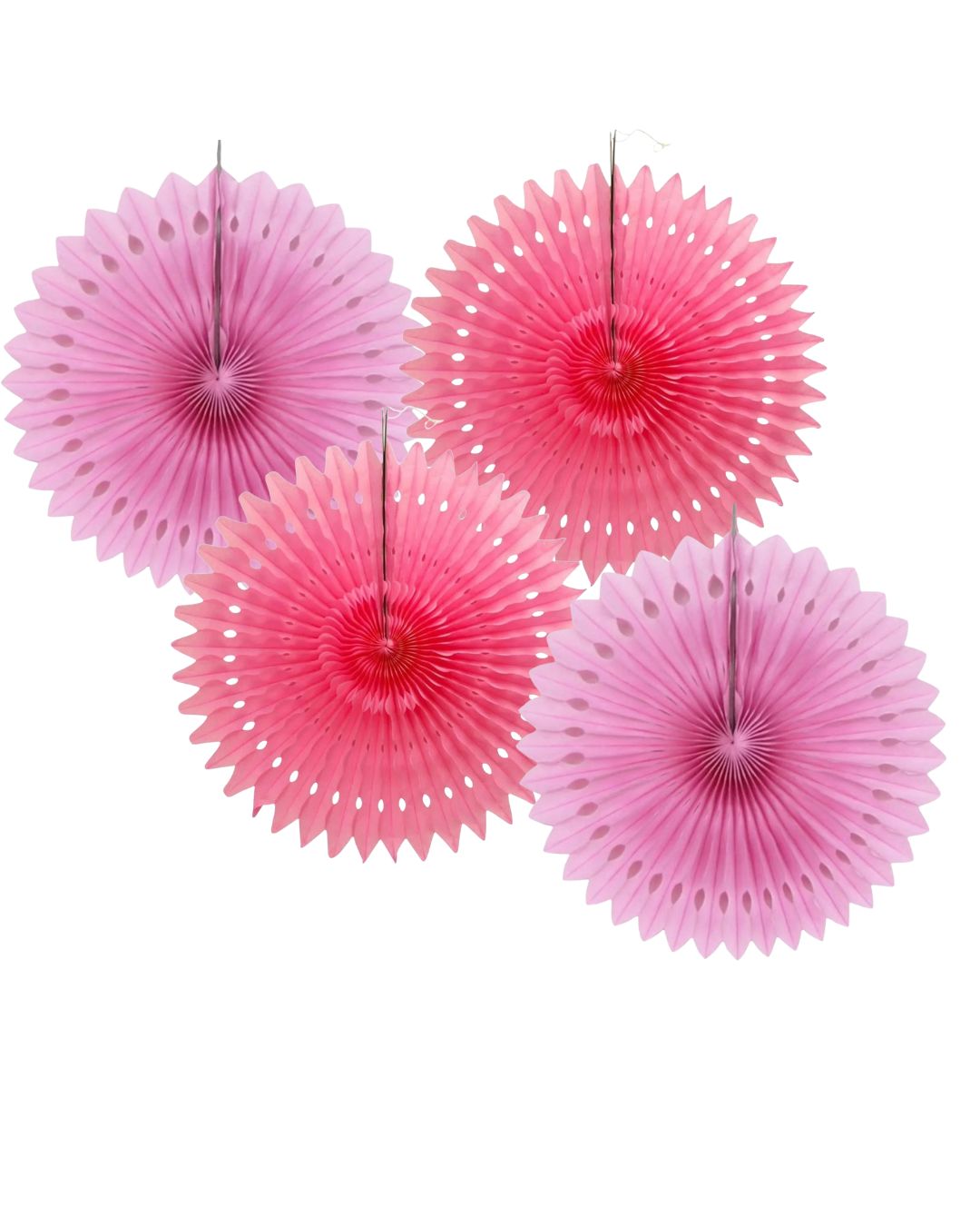Pink Honeycomb Fans, (set of 4)