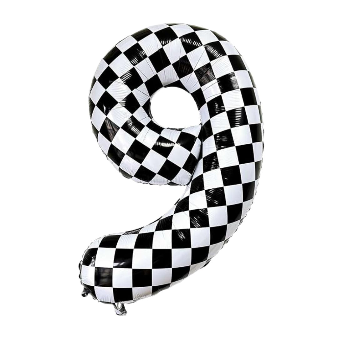 Checkered Number Foil Balloon, Black & White (0-9)