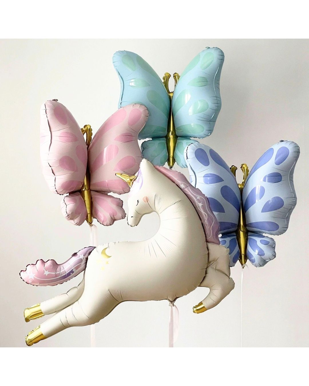 Pastel Butterfly Shaped Foil Balloon, Pink & Gold
