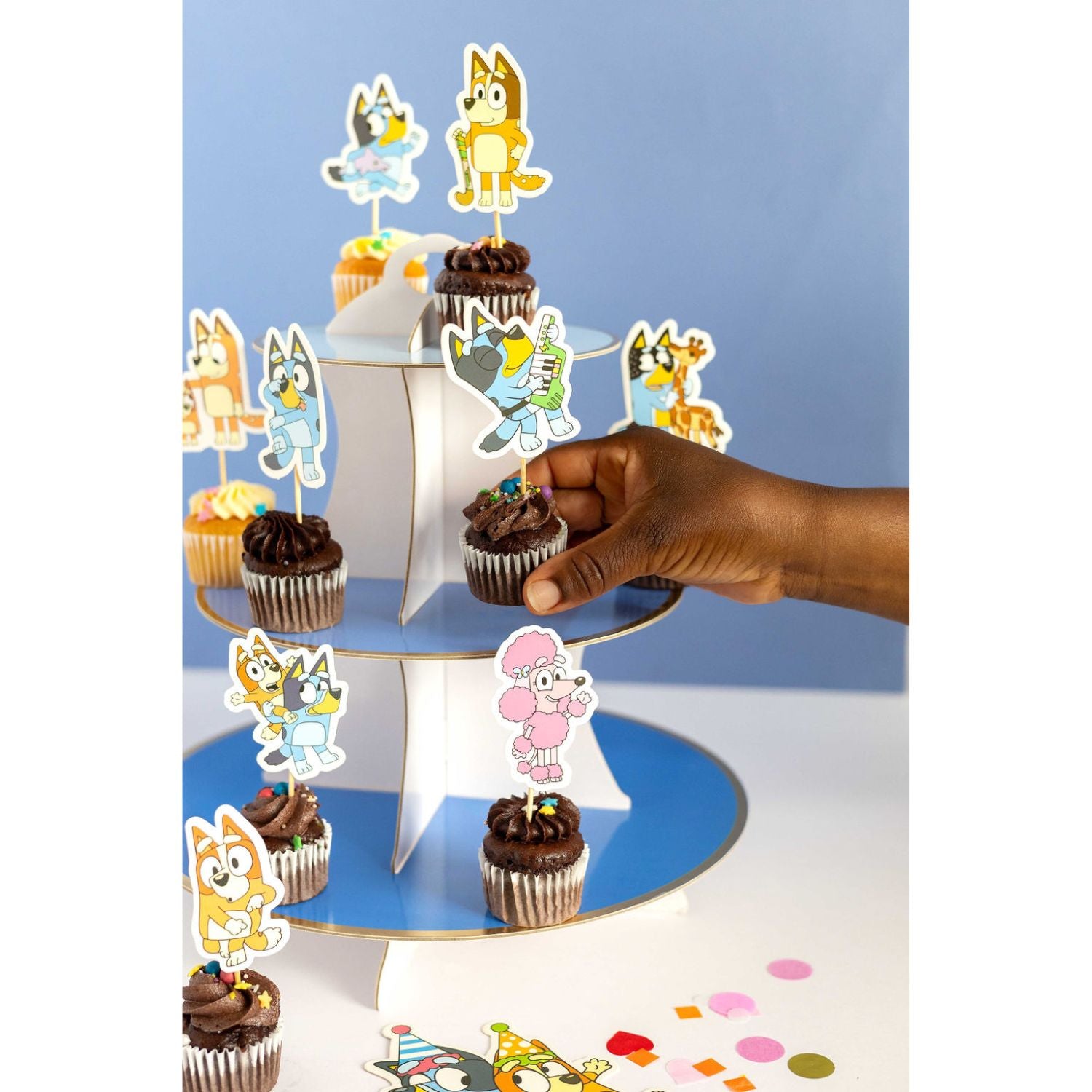 3 Tier Paper Cupcake Stand, Blue Gradient
