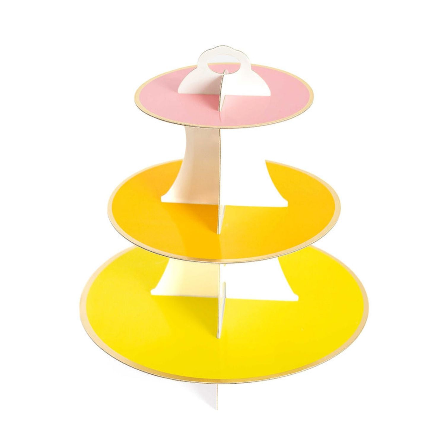 3 Tier Paper Cupcake Stand, Pink & Yellow