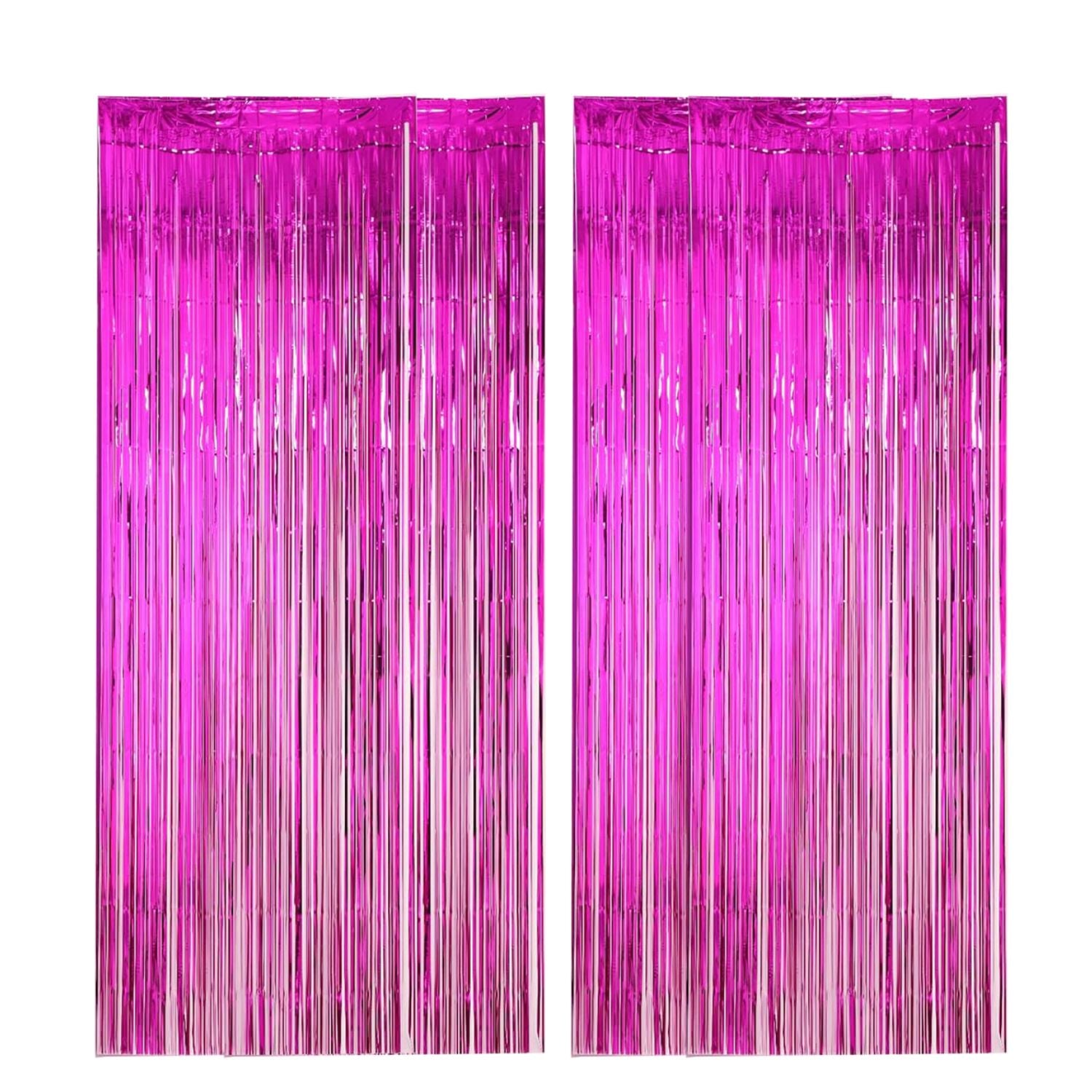 Foil Fringe Curtain Backdrop, Purple (set of 2)