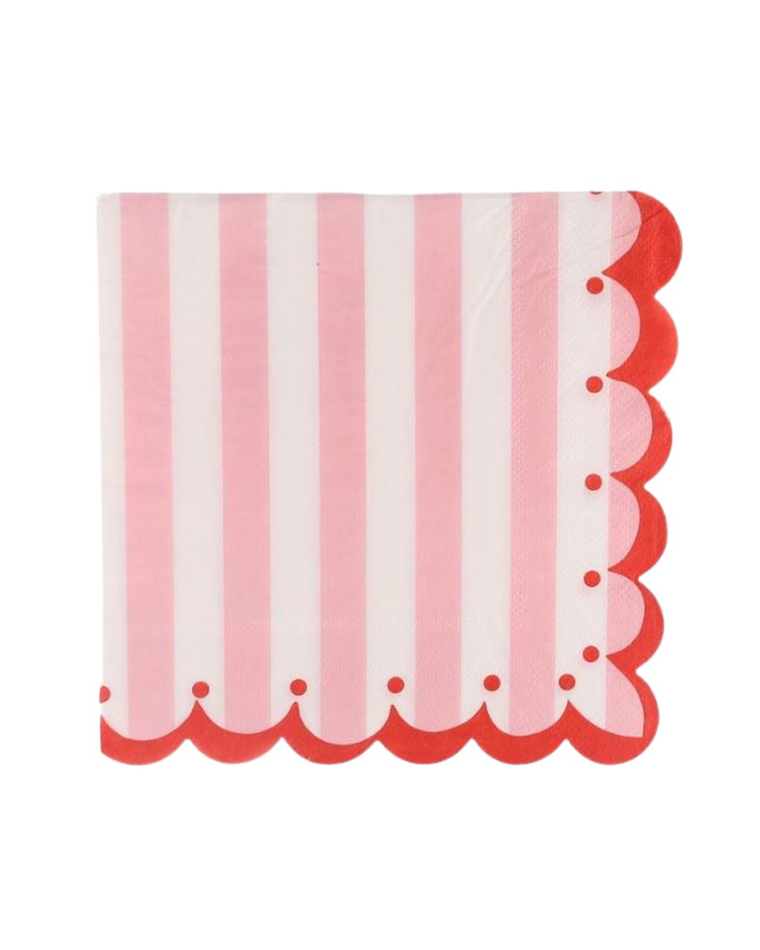 Scalloped Pink Striped Napkins (pack of 16)