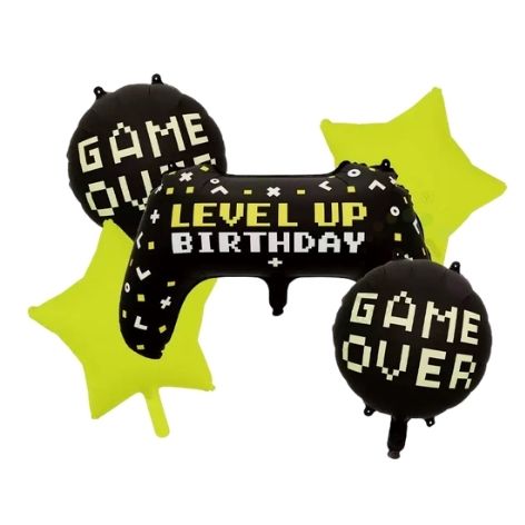 Gaming Birthday Foil Balloon Mix (set of 5)