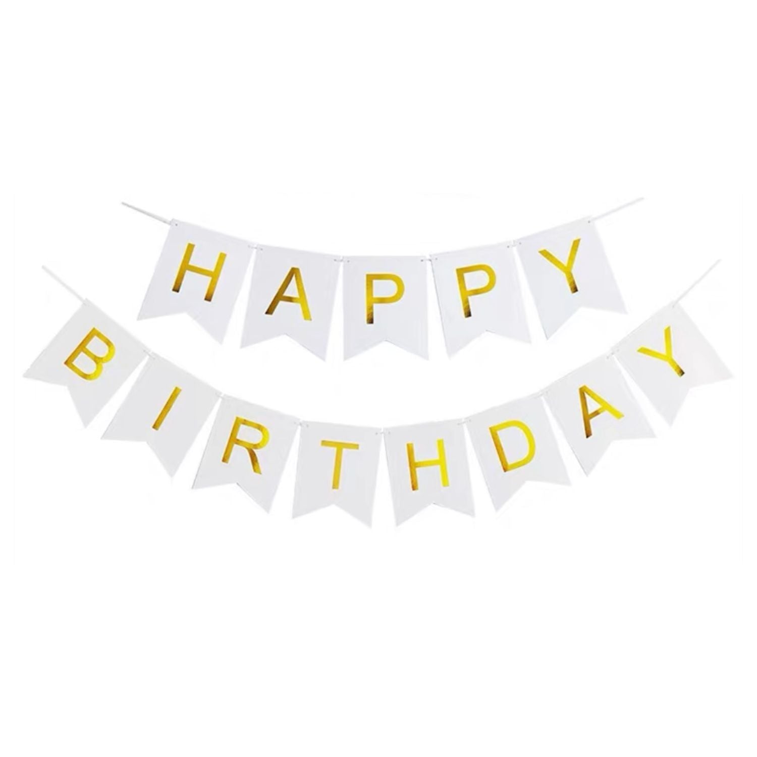 Classic Happy Birthday Garland, White