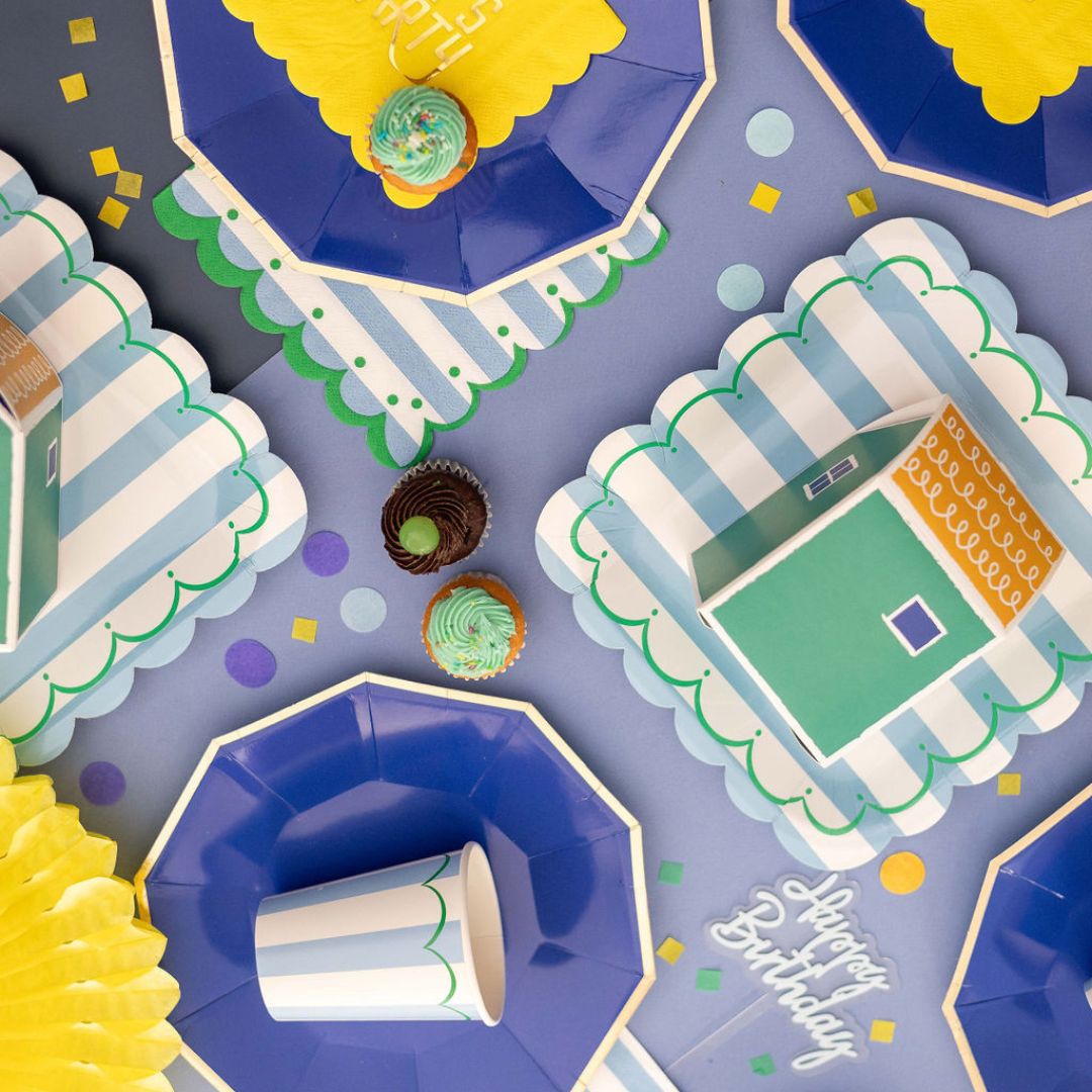Blue Octagonal Plates (set of 8 )