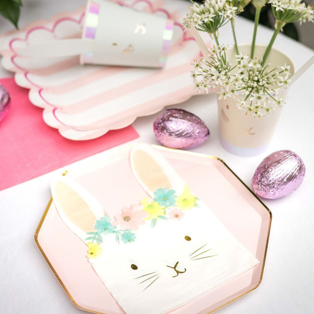 Pink Striped, Scalloped Plates (set of 8)