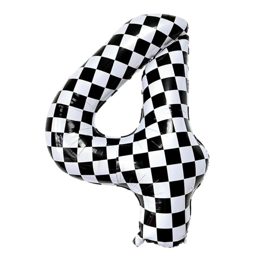 Checkered Number Foil Balloon, Black & White (0-9)