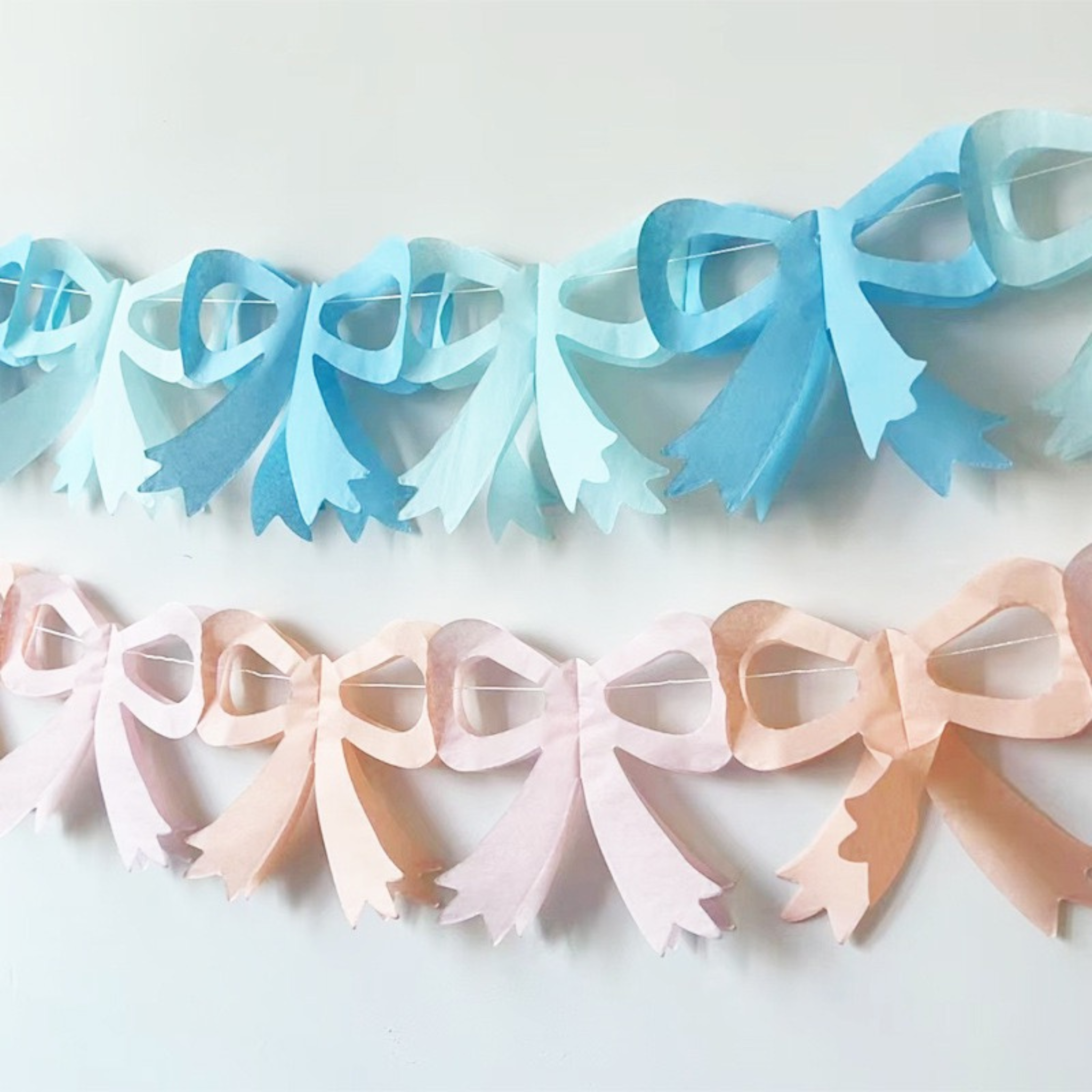 Tissue Paper Bow Garland, Pink & Peach (set of 1)