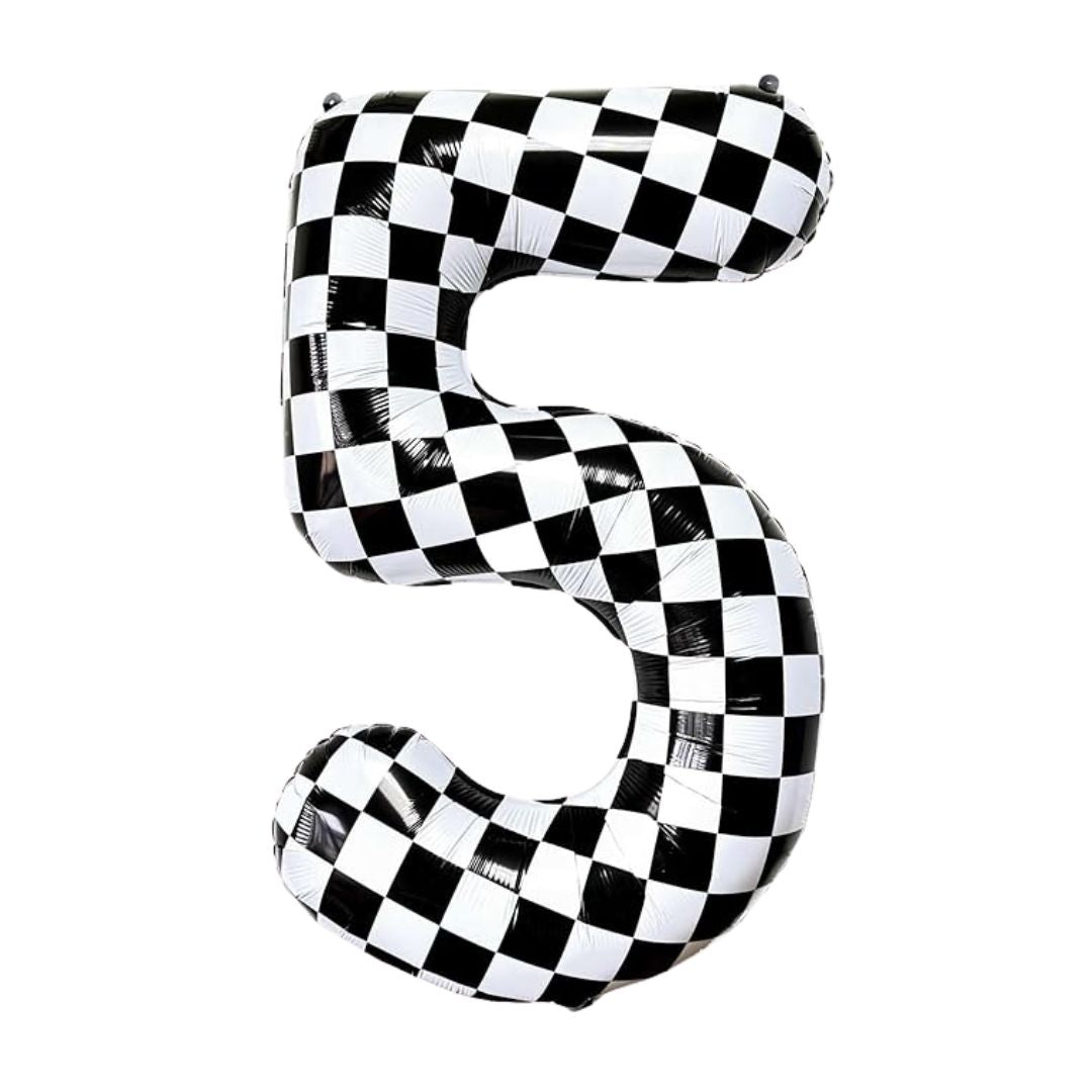 Checkered Number Foil Balloon, Black & White (0-9)
