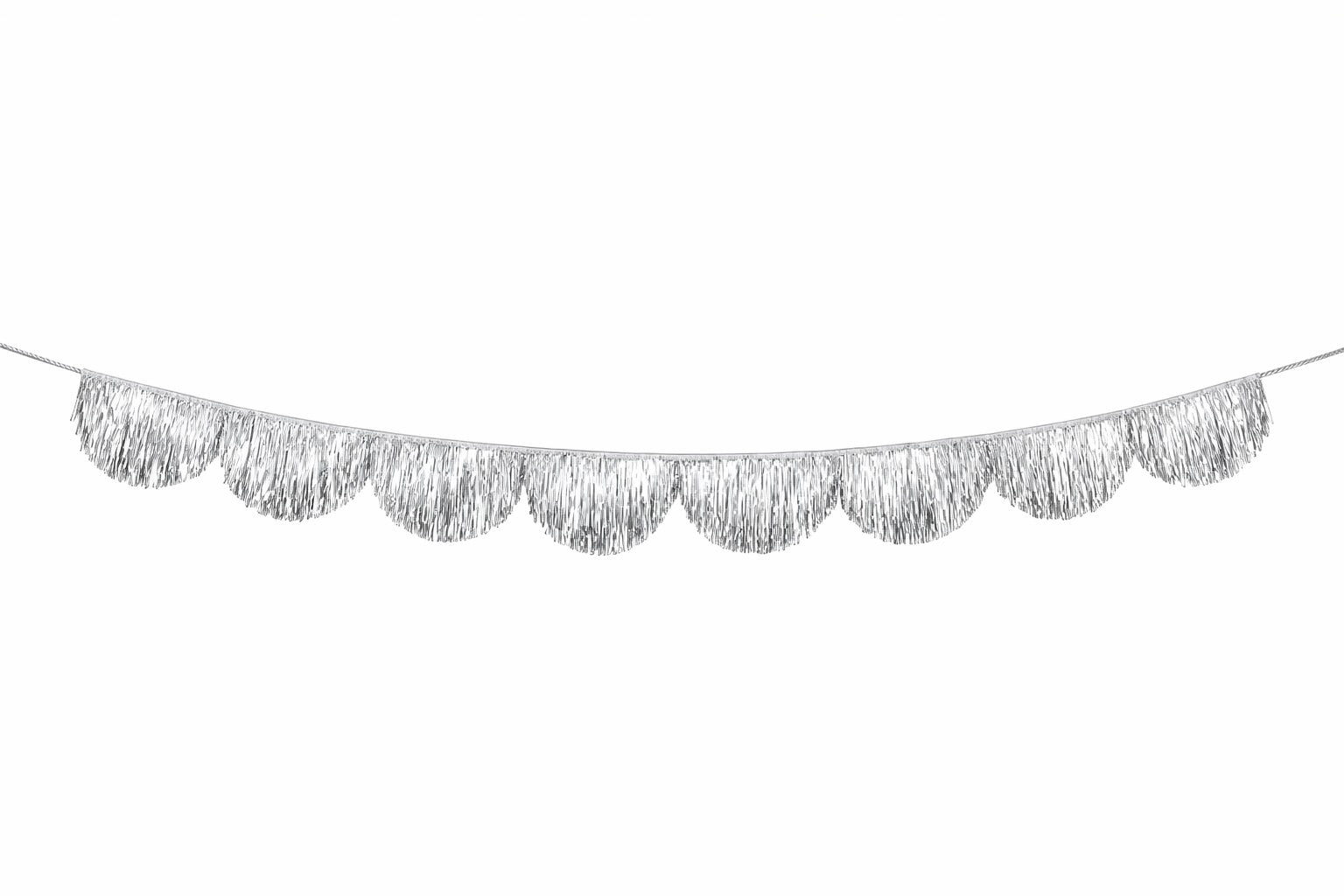 Silver Tinsel Fringe Garland, Scalloped