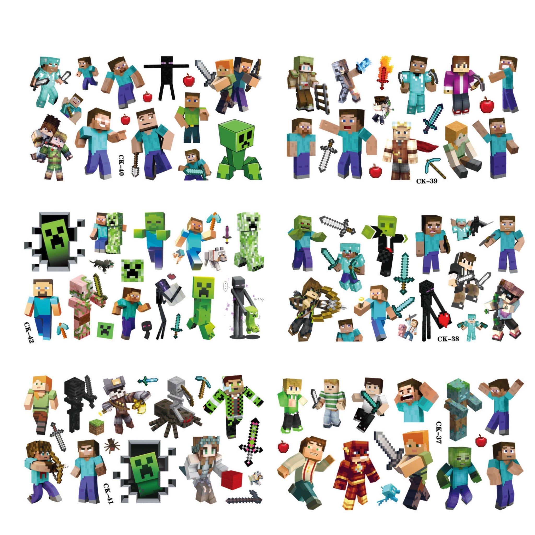 Minecraft Tattoos (set of 6)