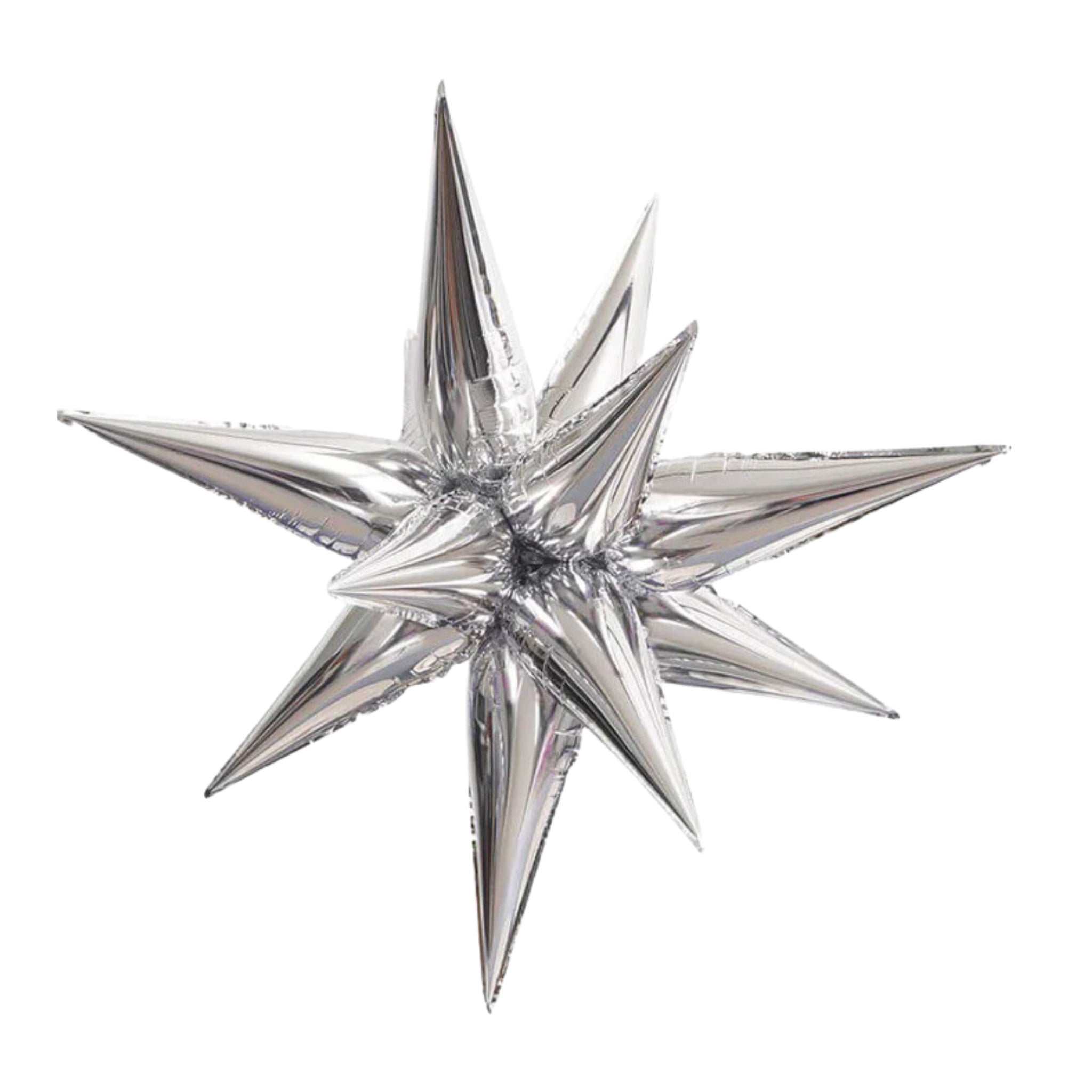 12 Point Starburst Foil Balloon, Silver