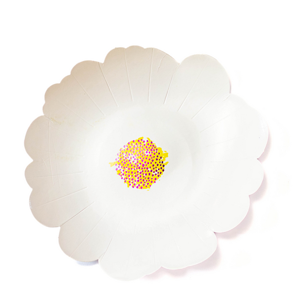 Floral Plates, White (set of 8)