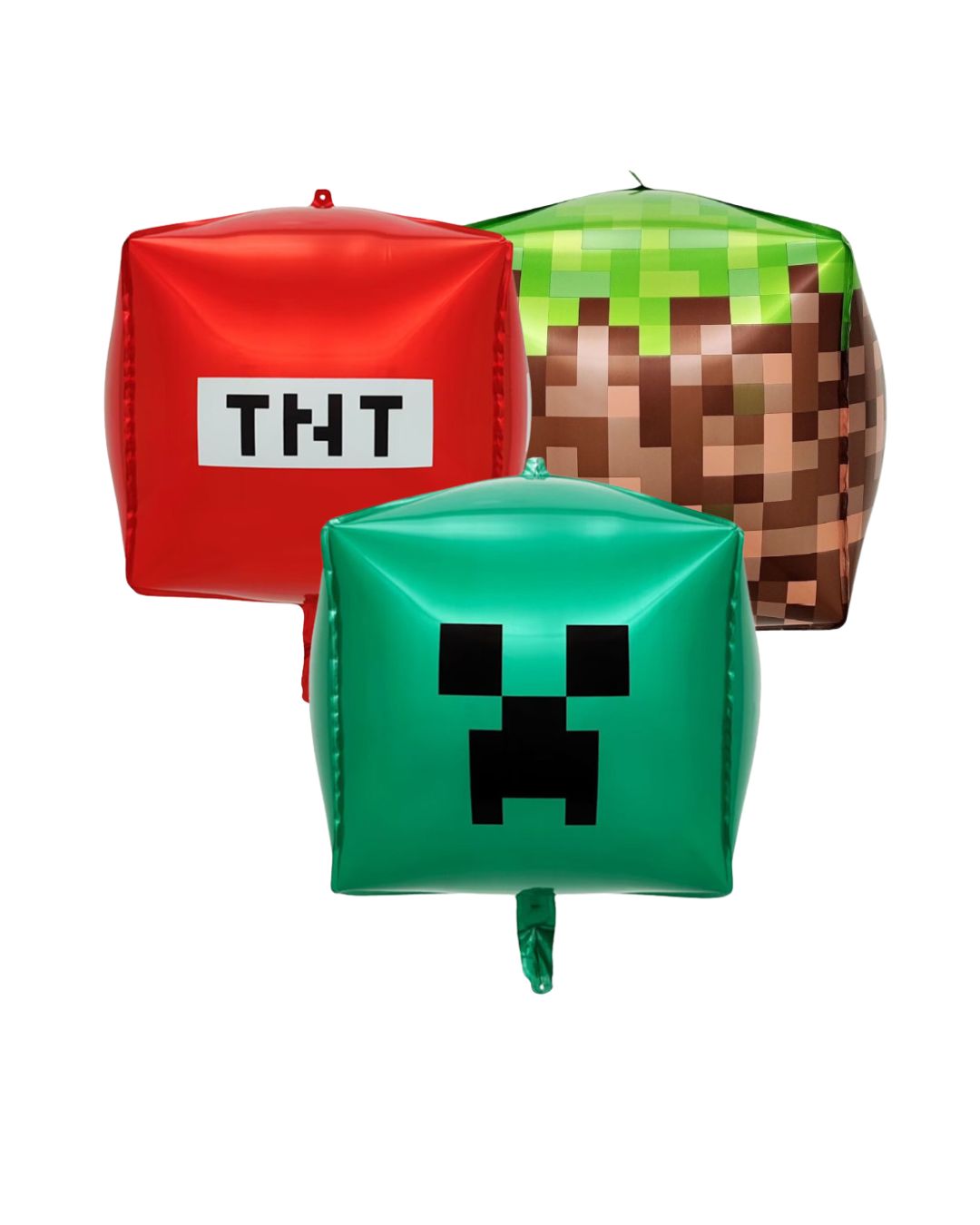 4D Minecraft Pixel Face Foil Balloon (set of 3)