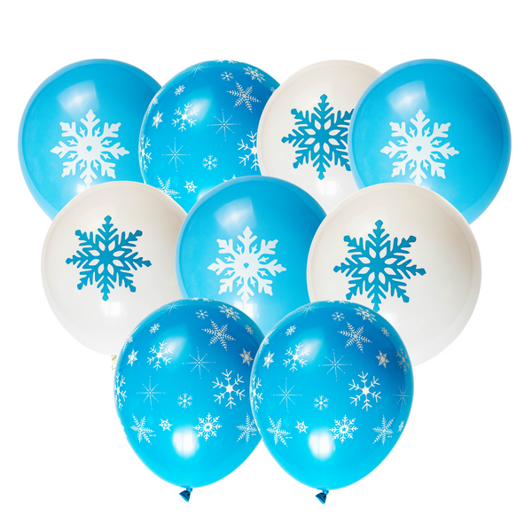 Frozen Snowflake Themed Latex Balloon Mix (set of 9)