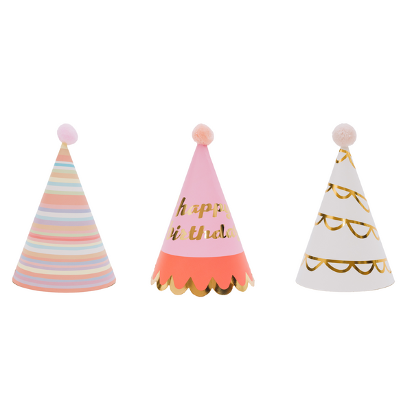 Party Hat Assorted, Pink (set of 3)