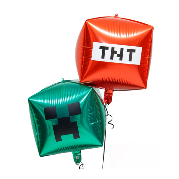 4D Minecraft Pixel Face Foil Balloon (set of 2)