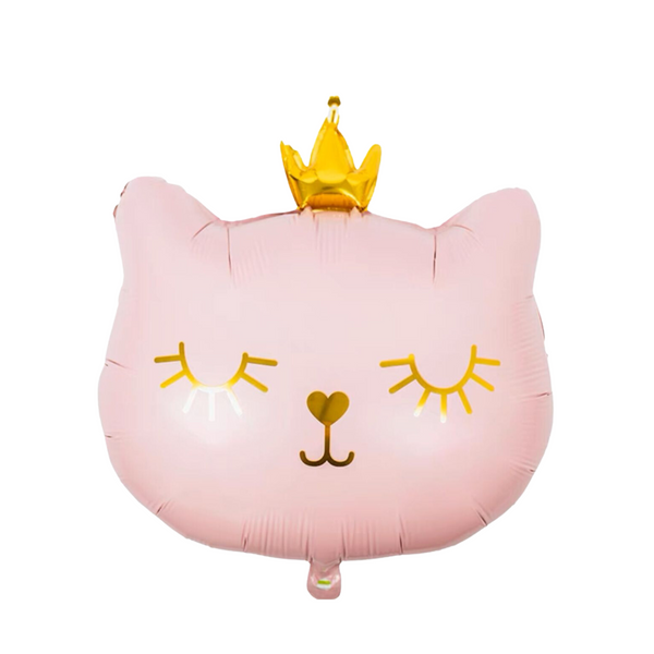 Pink Crown Cat Foil Balloon