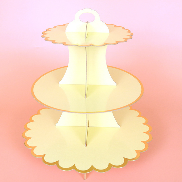 3 Tier Paper Cupcake Stand, Yellow