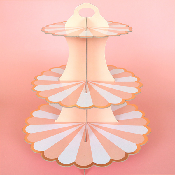 3 Tier Paper Cupcake Stand, Pink