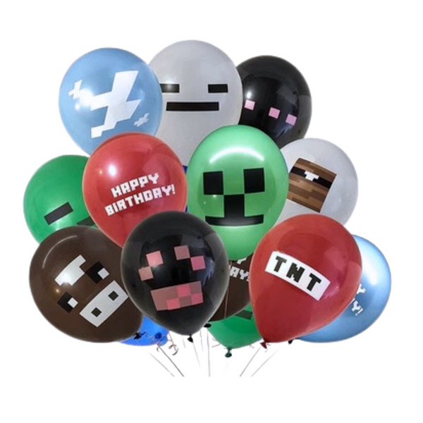 Pixel Minecraft Latex Balloon Mix (set of 24)