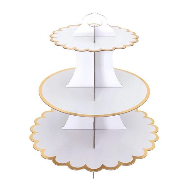 3 Tier Paper Cupcake Stand, White