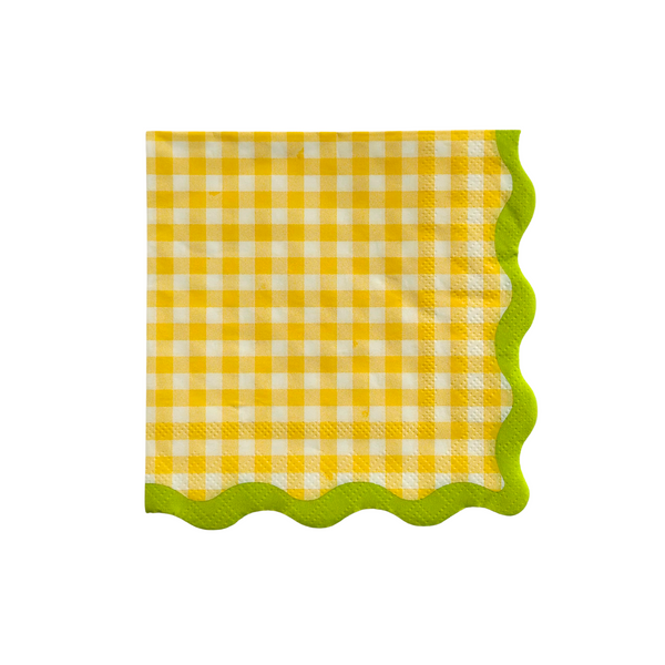 Petit Checkered Napkins, yellow (pack of 10)