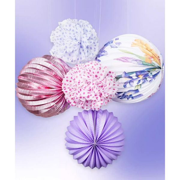 Floral Lanterns, Purple (set of 5)