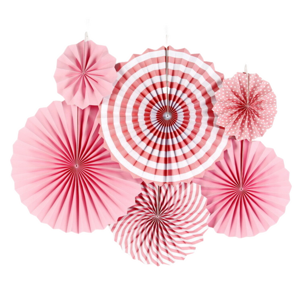 Party Fans, Pink (set of 6)