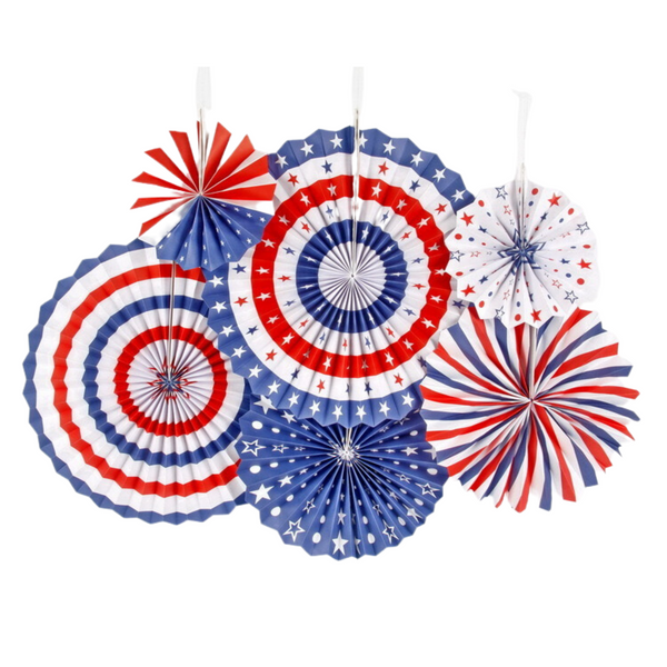 Stars and Stripes Party Fans, Blue (set of 6)