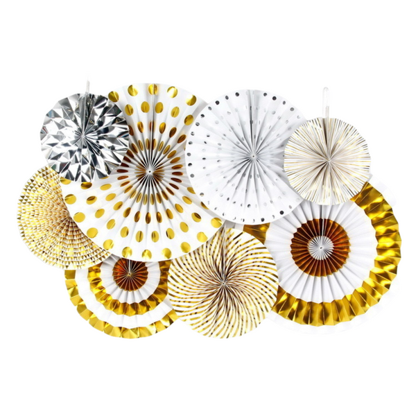 Silver and Gold Party Fans (set of 8)