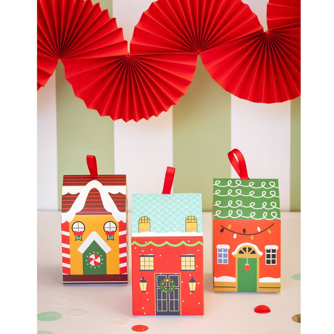 Christmas House Gift Box, Festive (set of 3) + free gifts