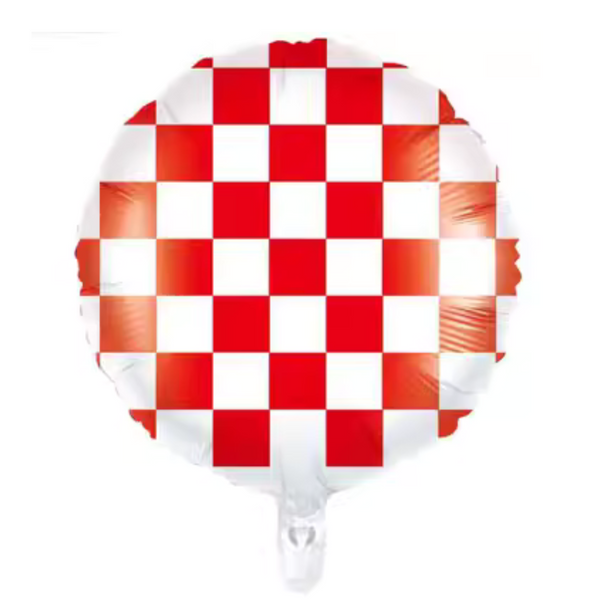 Checkered Foil Balloon, Red