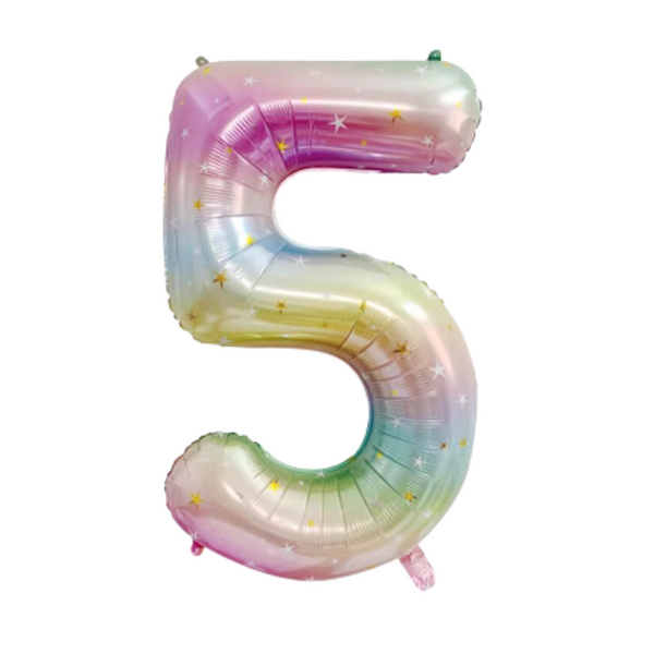 Large Number 5 Foil Balloon, Rainbow
