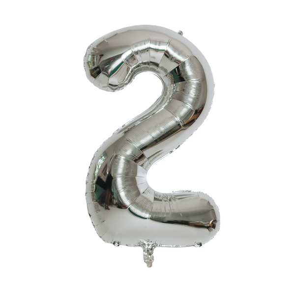 Large Number 2 Silver Foil Balloon