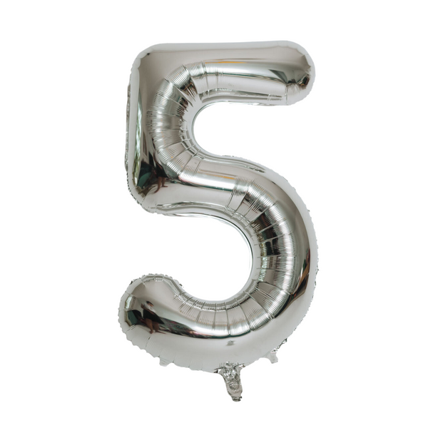 Large Number 5 Silver Foil Balloon