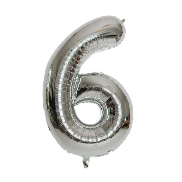 Large Number 6 Silver Foil Balloon