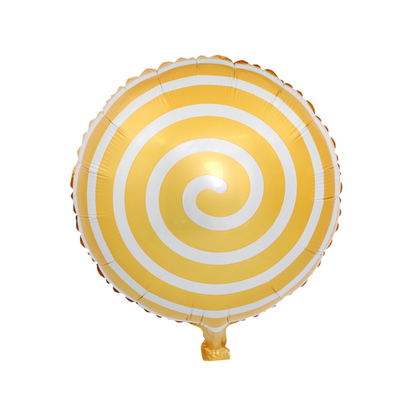 Round Candy Shaped Foil Balloon, Yellow Spiral