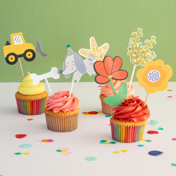 Spring Flower Cake Toppers (set of 6)