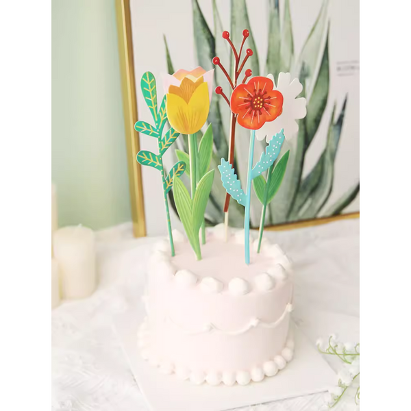 Flower Bouquet Cake Toppers (set of 6)