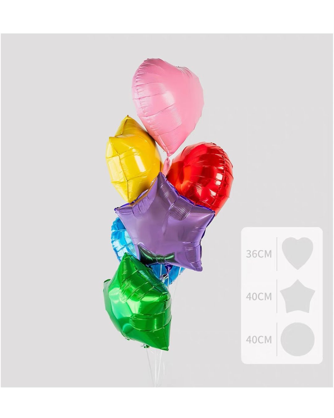 Rainbow Love heart Shaped Foil Balloon Bouquet (set of 6)