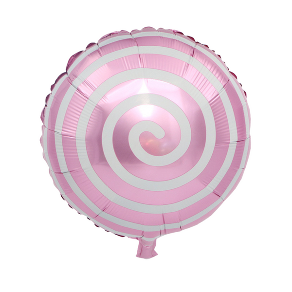 Round Candy Shaped Foil Balloon, Pink Spiral