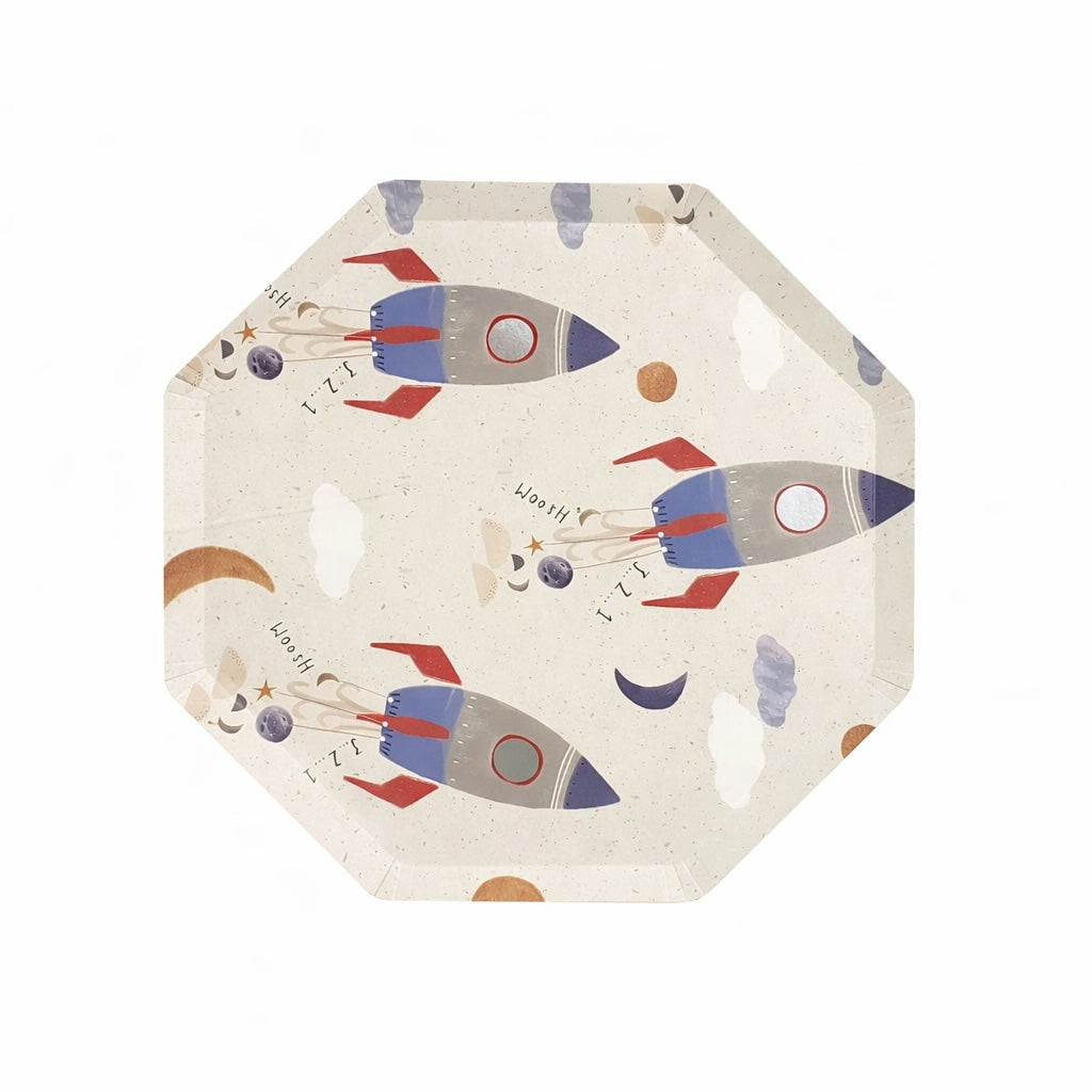 Space Themed Plate, Octagonal (set of 8)