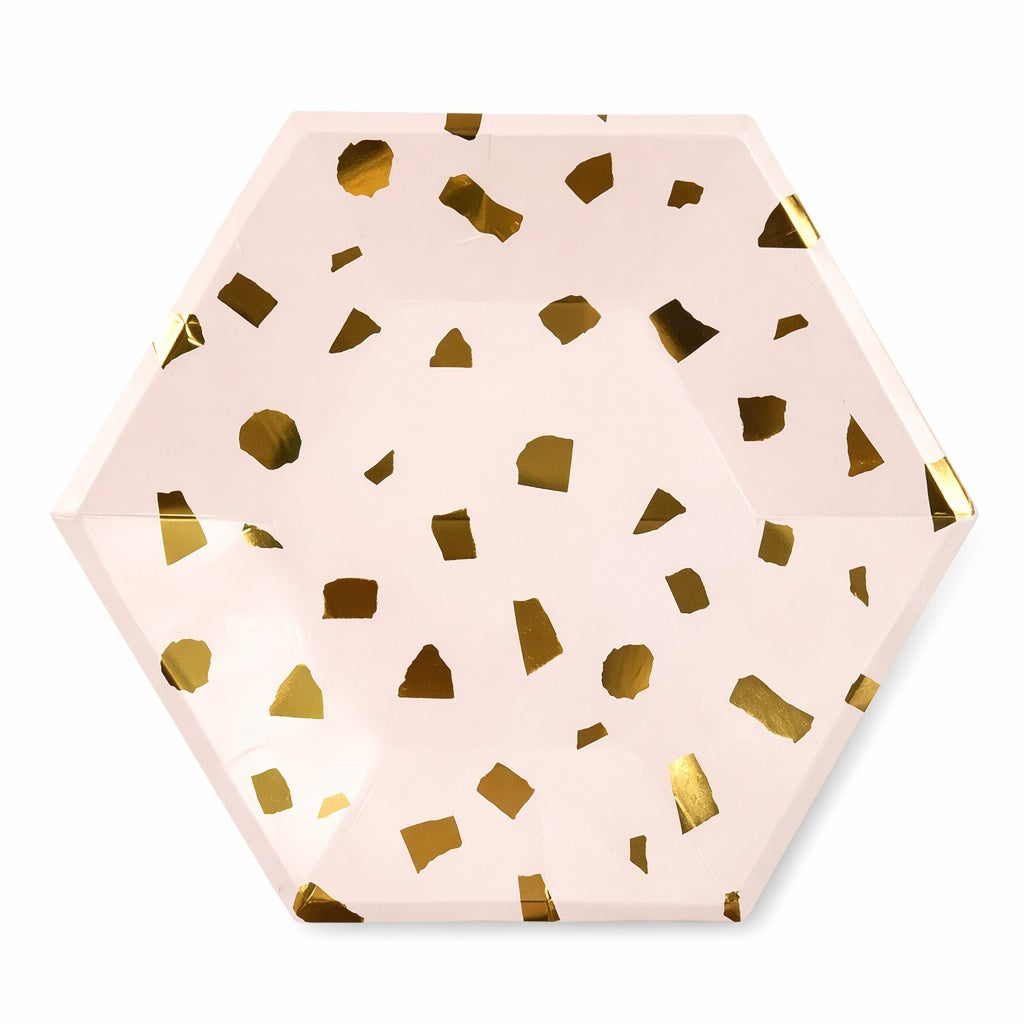 Blush & Gold Confetti Party Plates (set of 8)
